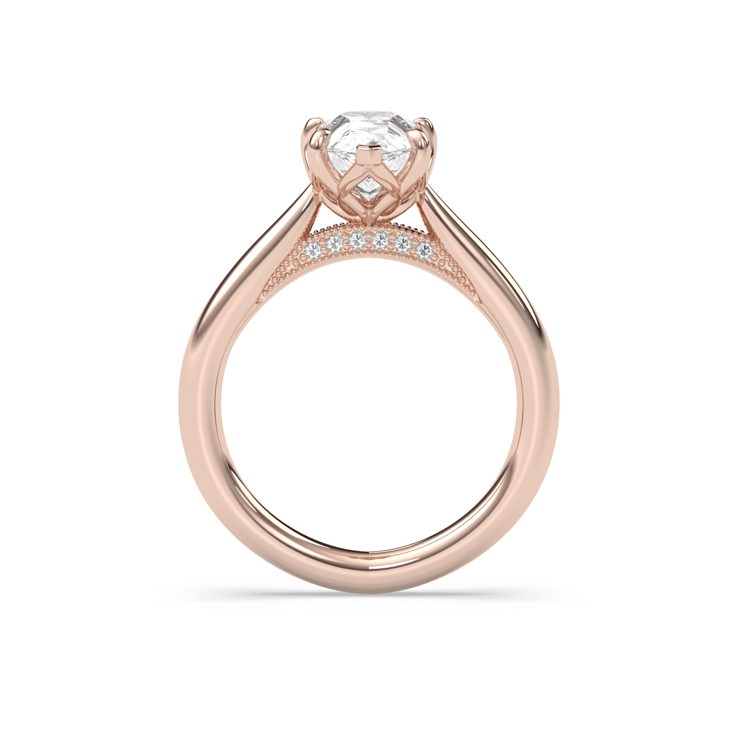 Marquise Shaped Three Stone Lab Grown Diamond Engagement Ring