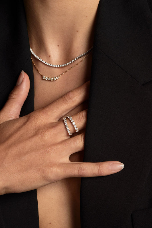 0.25 TCW Round Shaped Half Eternity Lab Grown Diamond Wedding Band