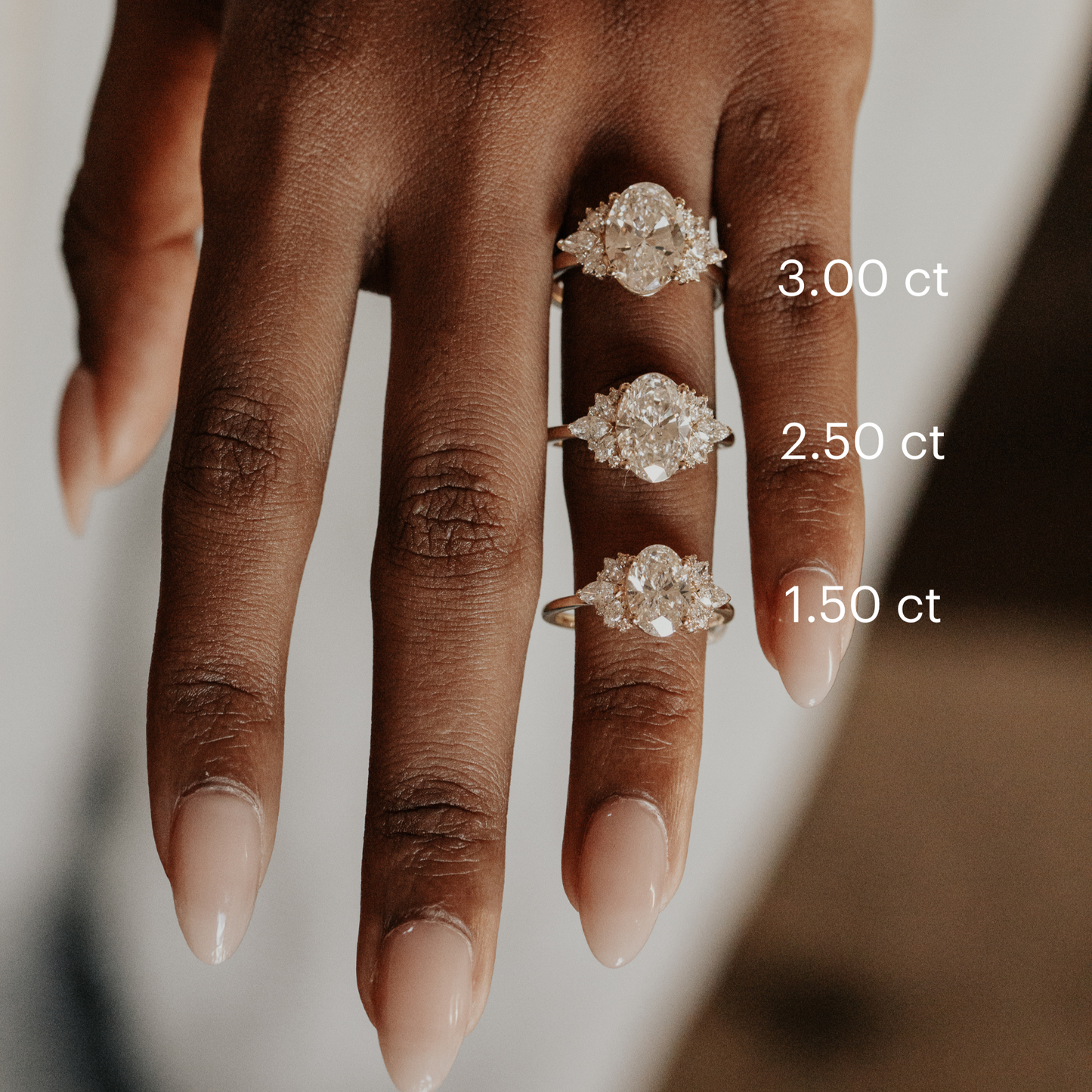 Marquise Shaped Three Stone Lab Grown Diamond Engagement Ring