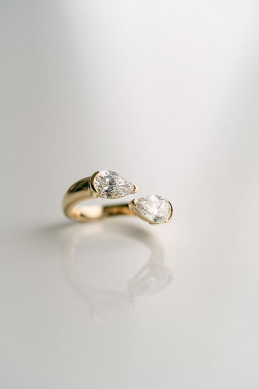 Marquise Shaped Three Stone Lab Grown Diamond Engagement Ring