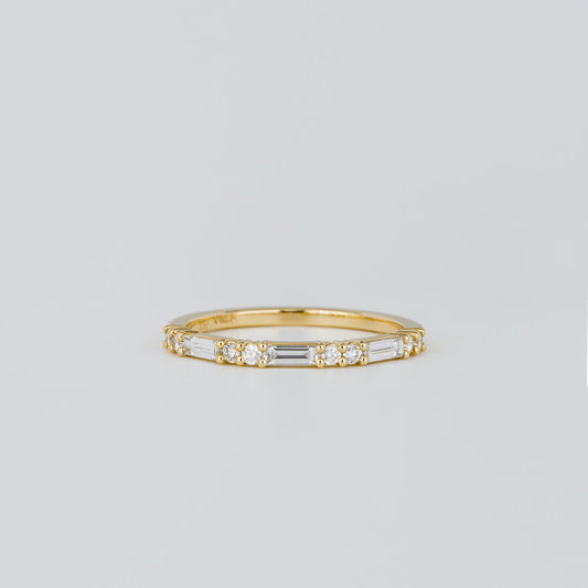 0.30 TCW Round & Baguette Shaped Half Eternity Moissanite Wedding Band