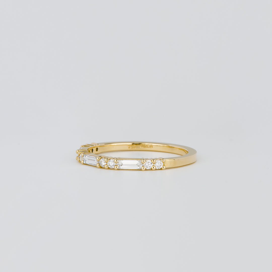 0.30 TCW Round & Baguette Shaped Half Eternity Moissanite Wedding Band