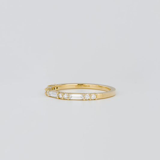 0.30 TCW Round & Baguette Shaped Half Eternity Moissanite Wedding Band