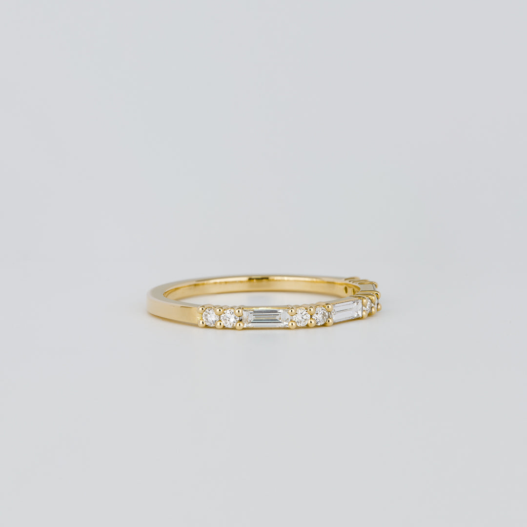 0.30 TCW Round & Baguette Shaped Half Eternity Moissanite Wedding Band