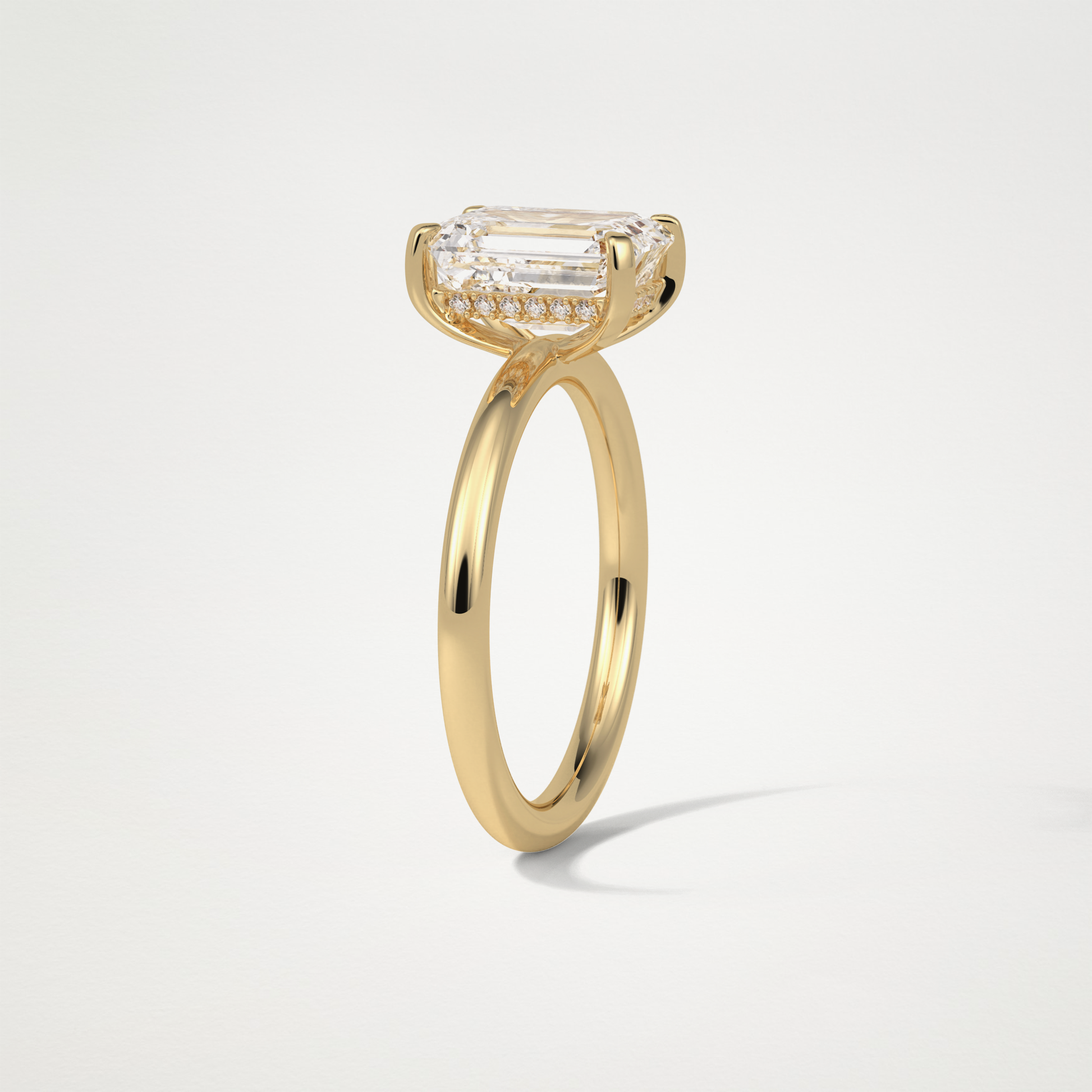 Emerald Hidden Halo Moissanite Engagement Ring – 2.3 CT Lab-Created Brilliance in 10K/14K/18K Gold