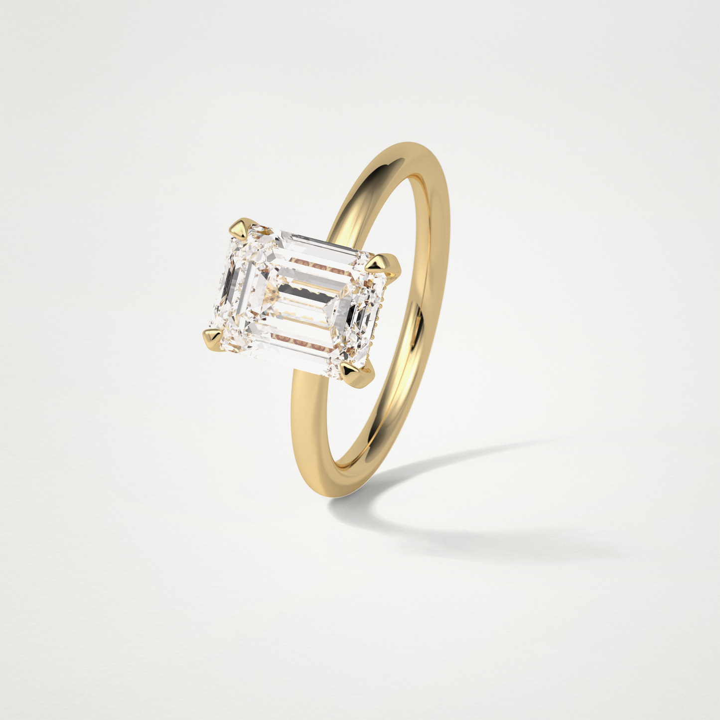 Emerald Hidden Halo Moissanite Engagement Ring – 2.3 CT Lab-Created Brilliance in 10K/14K/18K Gold