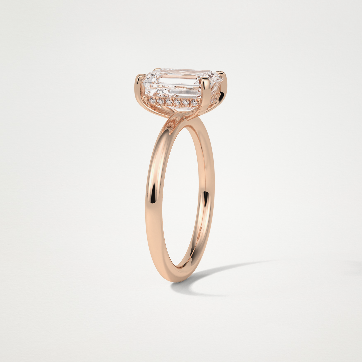 Emerald Hidden Halo Moissanite Engagement Ring – 2.3 CT Lab-Created Brilliance in 10K/14K/18K Gold