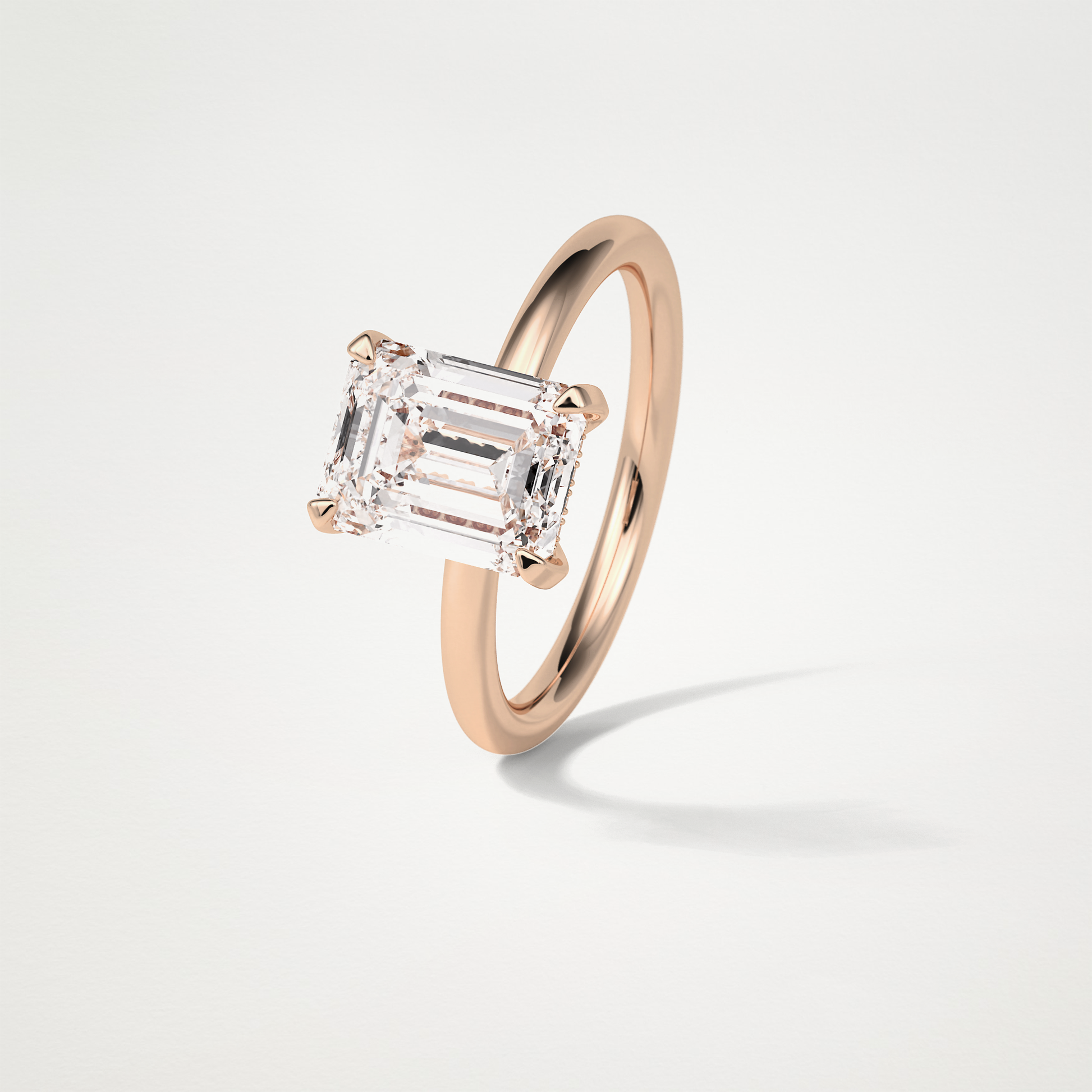 Emerald Hidden Halo Moissanite Engagement Ring – 2.3 CT Lab-Created Brilliance in 10K/14K/18K Gold