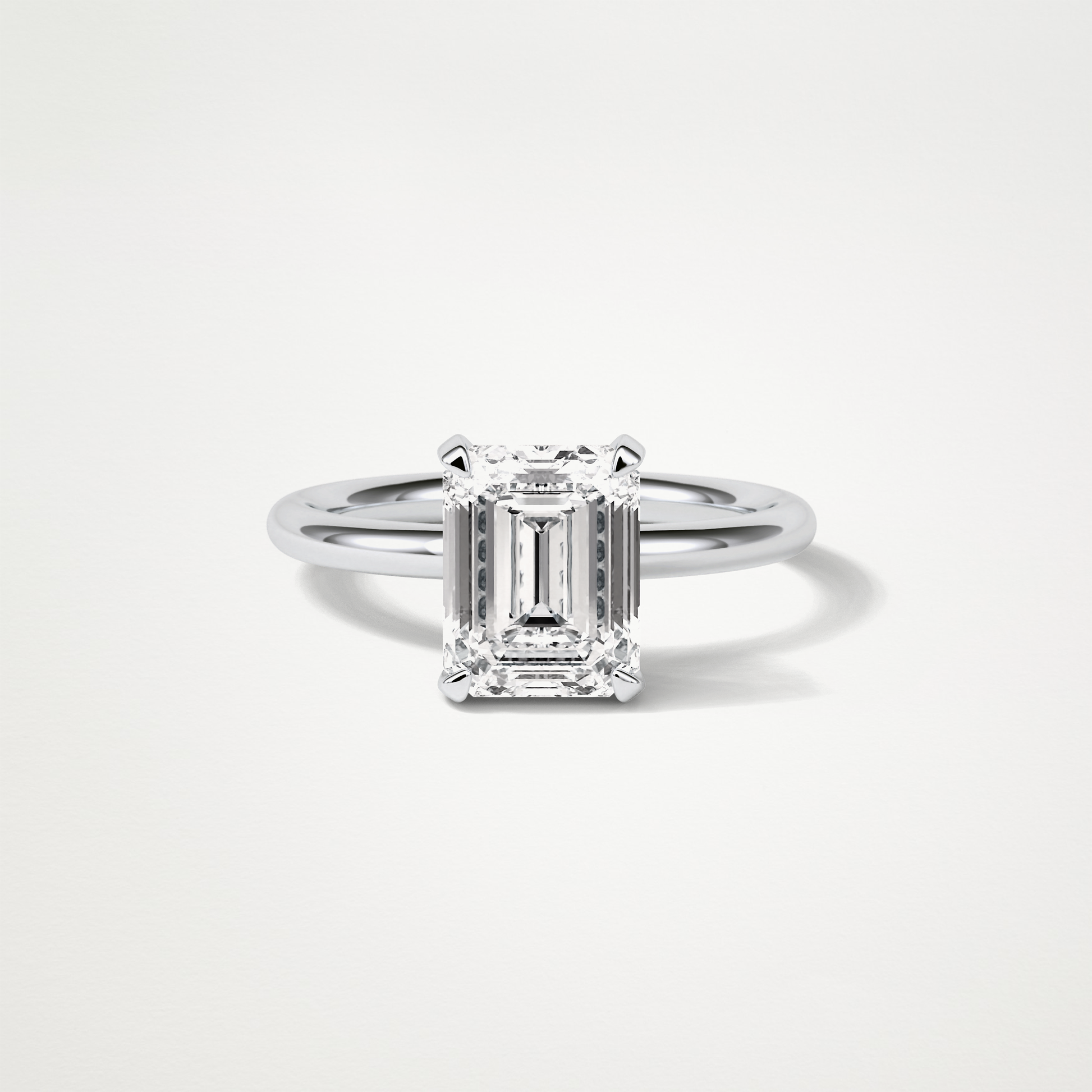 Emerald Hidden Halo Moissanite Engagement Ring – 2.3 CT Lab-Created Brilliance in 10K/14K/18K Gold