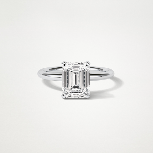 Emerald Hidden Halo Moissanite Engagement Ring – 2.3 CT Lab-Created Brilliance in 10K/14K/18K Gold