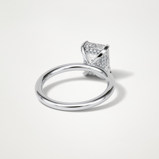 Emerald Hidden Halo Moissanite Engagement Ring – 2.3 CT Lab-Created Brilliance in 10K/14K/18K Gold