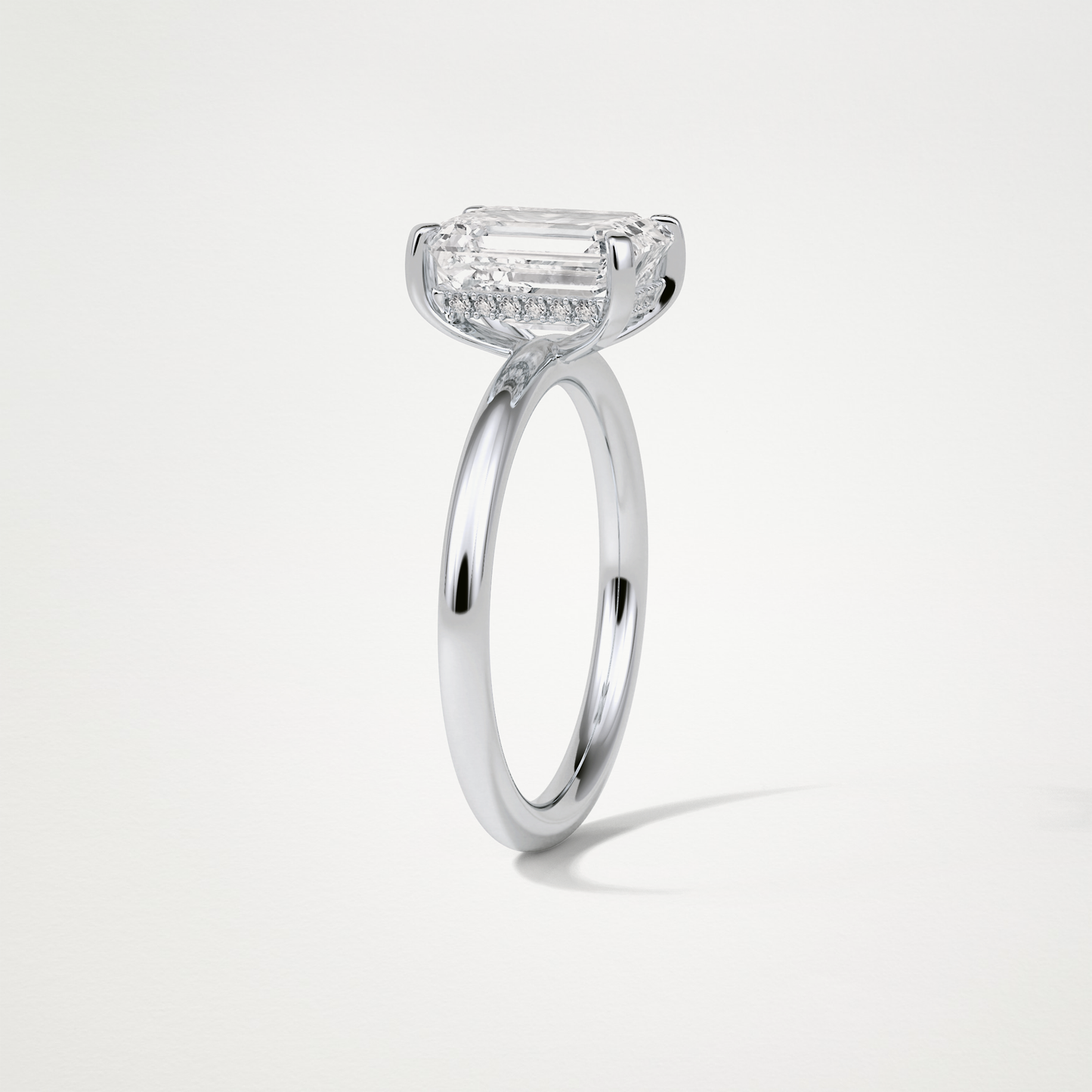 Emerald Hidden Halo Moissanite Engagement Ring – 2.3 CT Lab-Created Brilliance in 10K/14K/18K Gold