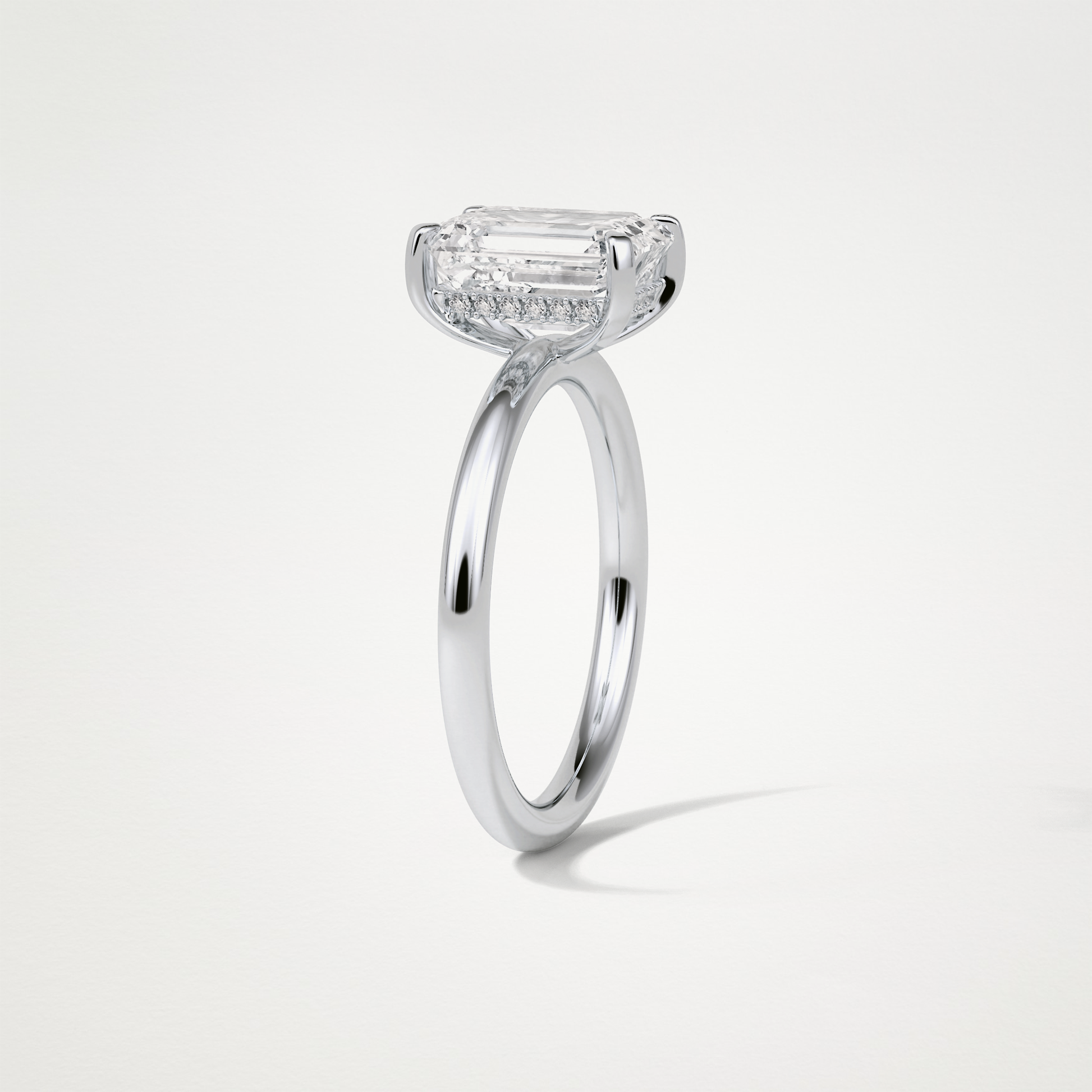 Emerald Hidden Halo Moissanite Engagement Ring – 2.3 CT Lab-Created Brilliance in 10K/14K/18K Gold