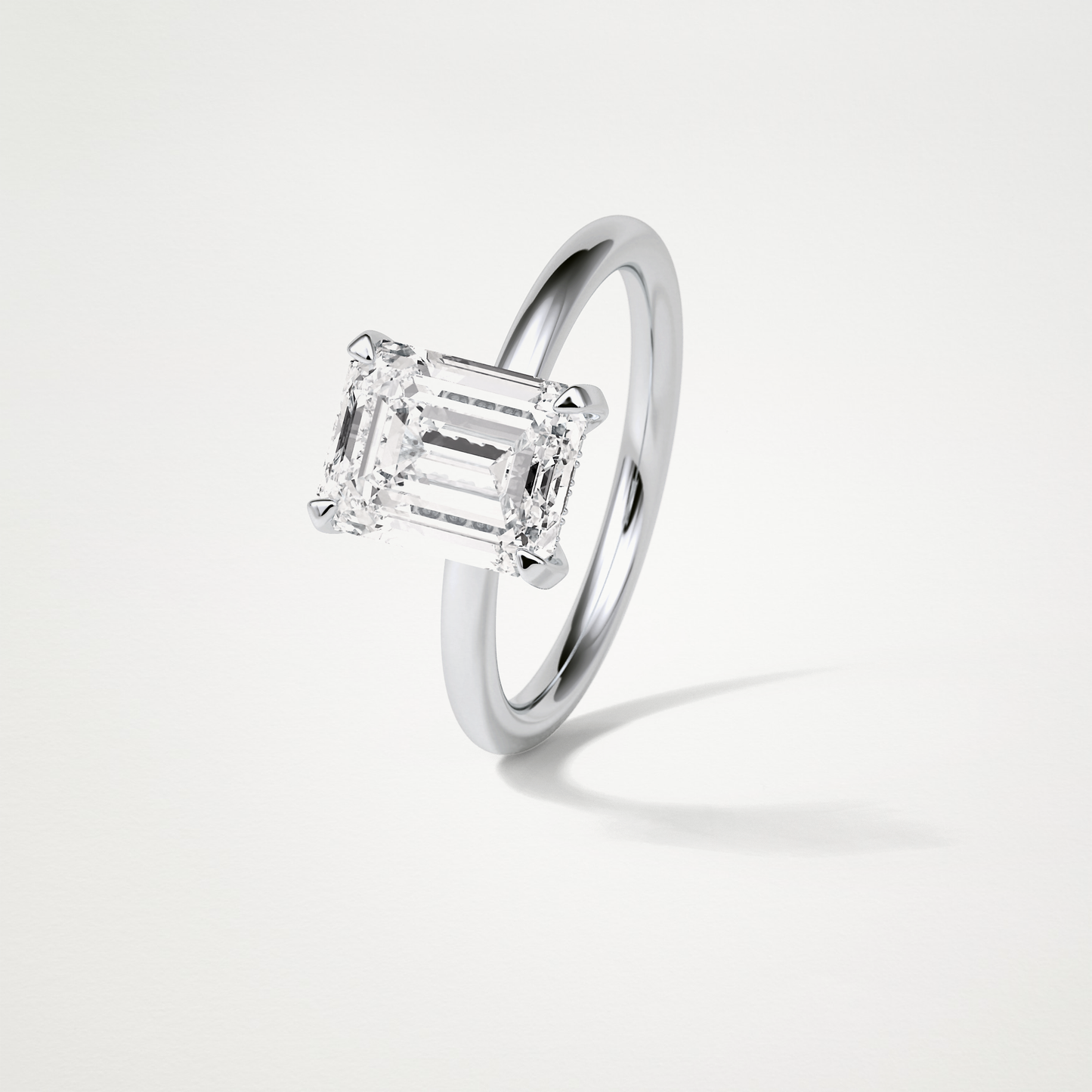 Emerald Hidden Halo Moissanite Engagement Ring – 2.3 CT Lab-Created Brilliance in 10K/14K/18K Gold