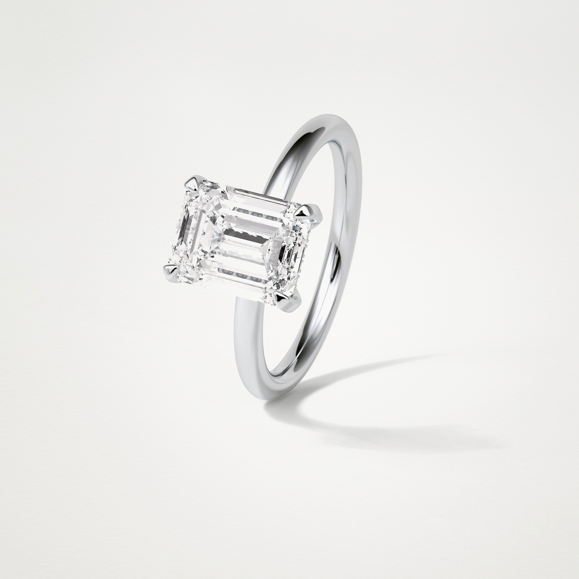 Emerald Hidden Halo Moissanite Engagement Ring – 2.3 CT Lab-Created Brilliance in 10K/14K/18K Gold