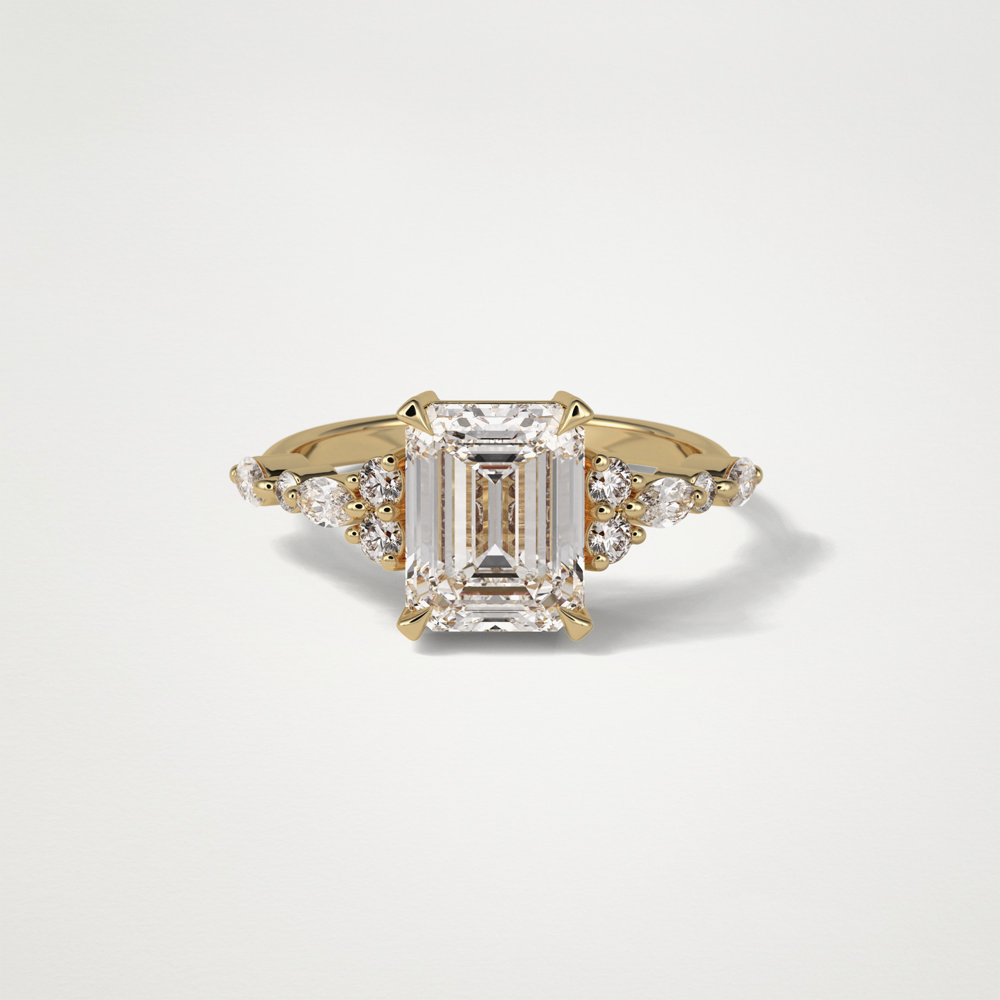 Emerald Cluster & Pave Moissanite Engagement Ring – 2.3 CT Lab-Created Brilliance in 10K/14K/18K Gold