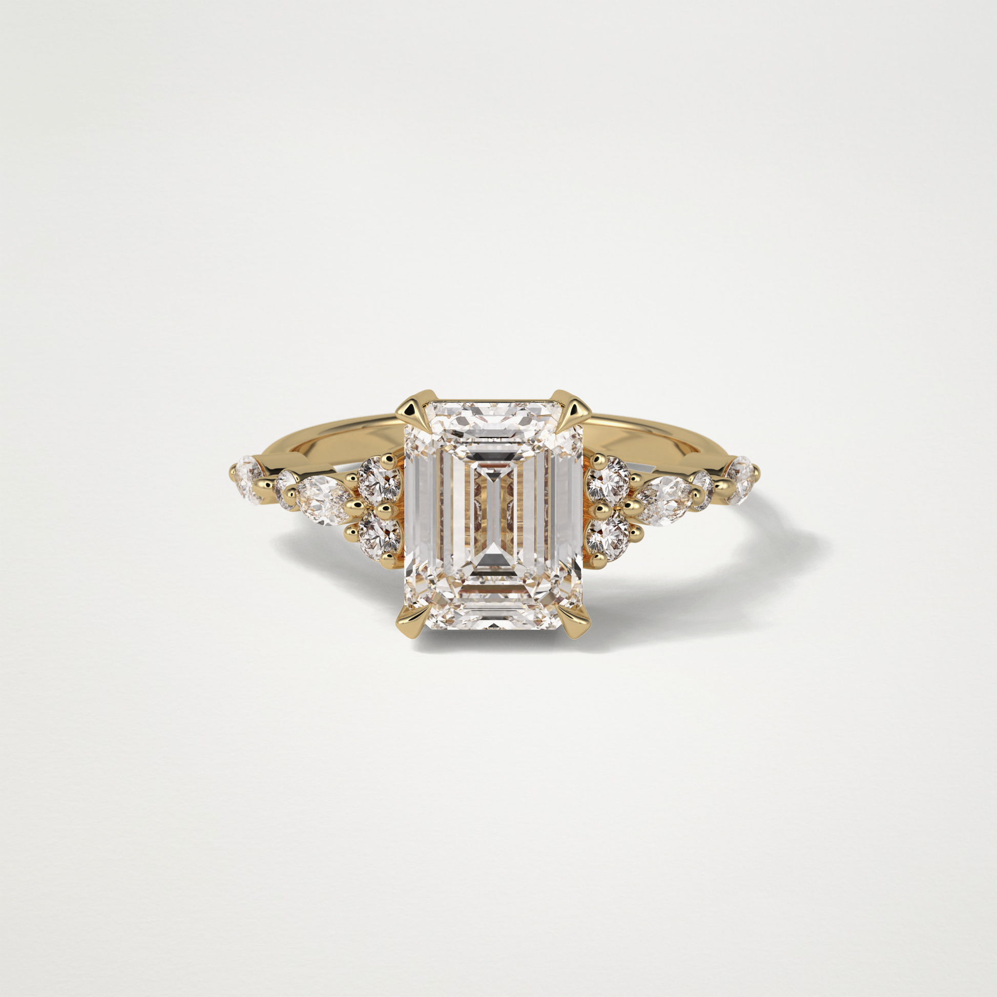 Emerald Cluster & Pave Moissanite Engagement Ring – 2.3 CT Lab-Created Brilliance in 10K/14K/18K Gold