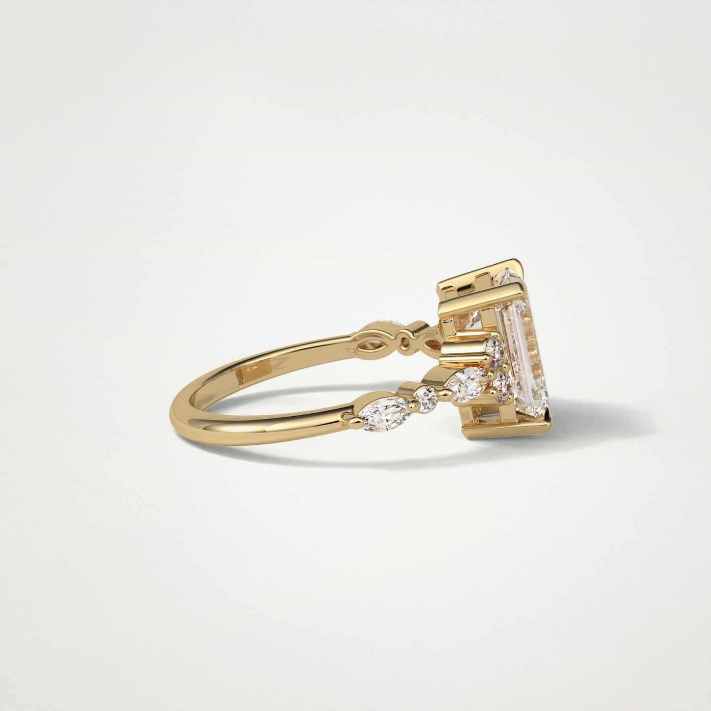 Emerald Cluster & Pave Moissanite Engagement Ring – 2.3 CT Lab-Created Brilliance in 10K/14K/18K Gold