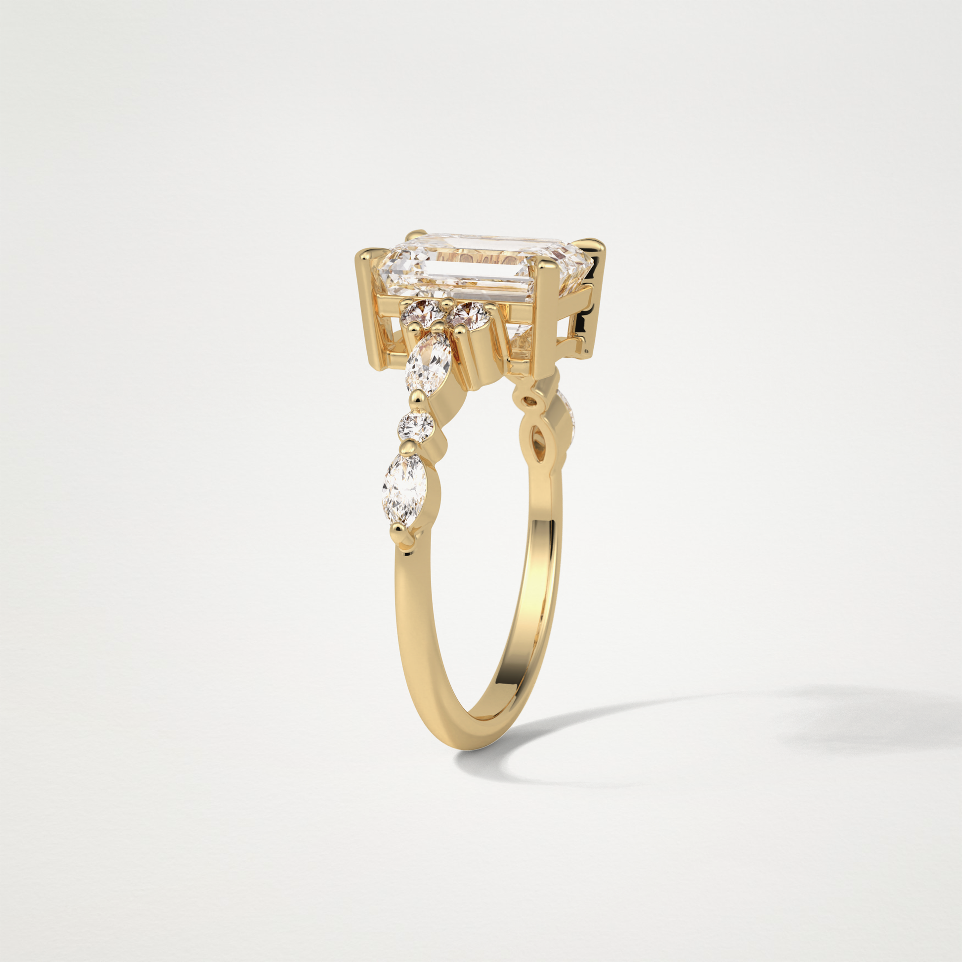 Emerald Cluster & Pave Moissanite Engagement Ring – 2.3 CT Lab-Created Brilliance in 10K/14K/18K Gold
