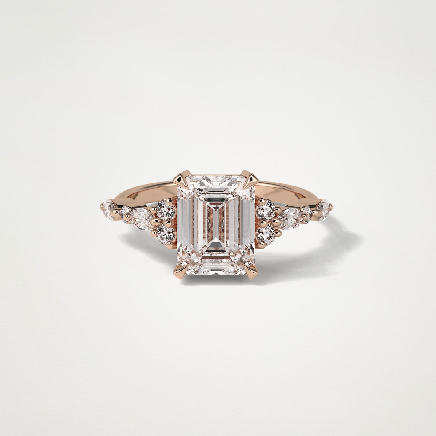 Emerald Cluster & Pave Moissanite Engagement Ring – 2.3 CT Lab-Created Brilliance in 10K/14K/18K Gold