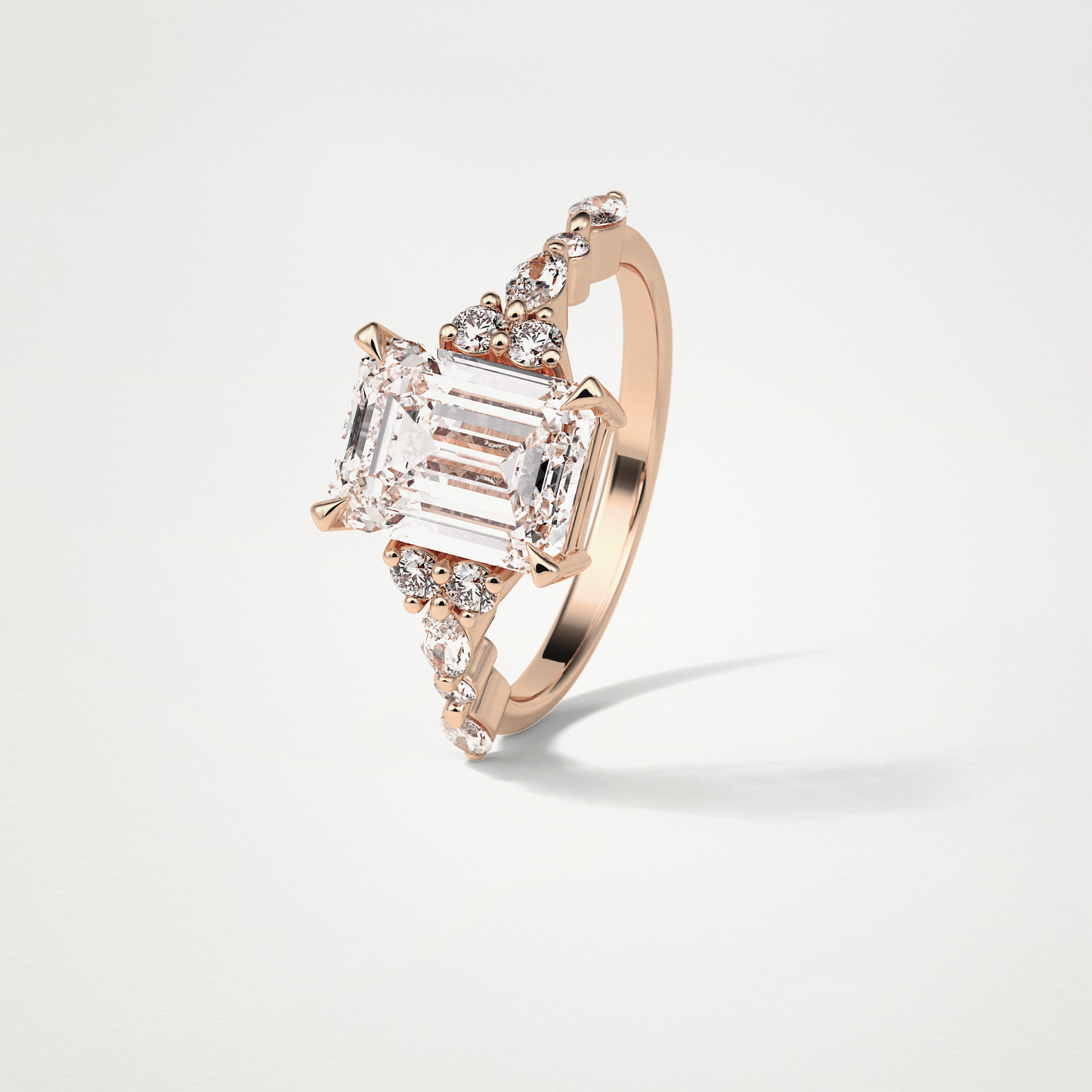 Emerald Cluster & Pave Moissanite Engagement Ring – 2.3 CT Lab-Created Brilliance in 10K/14K/18K Gold