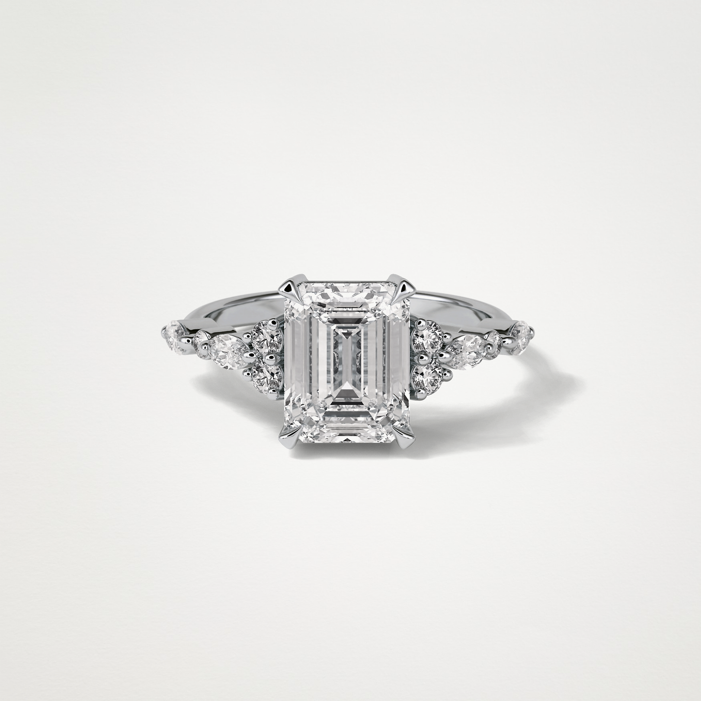 Emerald Cluster & Pave Moissanite Engagement Ring – 2.3 CT Lab-Created Brilliance in 10K/14K/18K Gold