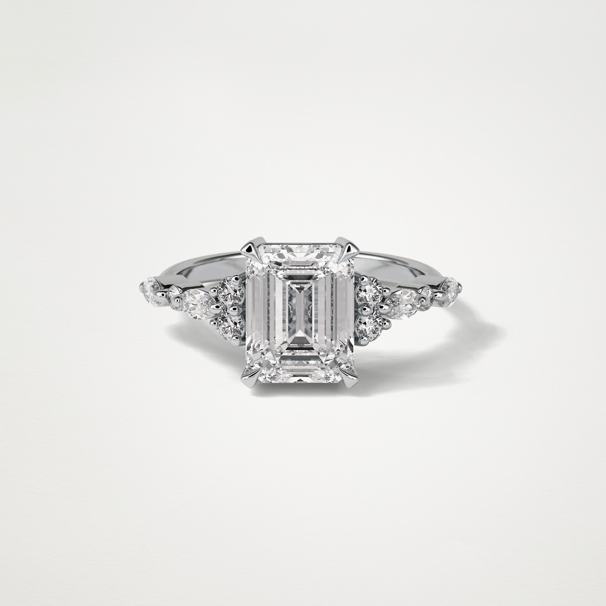 Emerald Cluster & Pave Moissanite Engagement Ring – 2.3 CT Lab-Created Brilliance in 10K/14K/18K Gold