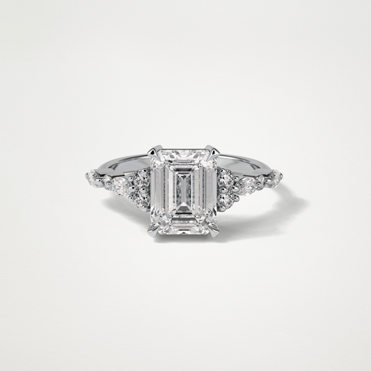 Emerald Cluster & Pave Moissanite Engagement Ring – 2.3 CT Lab-Created Brilliance in 10K/14K/18K Gold