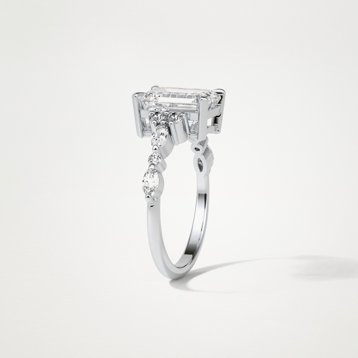 Emerald Cluster & Pave Moissanite Engagement Ring – 2.3 CT Lab-Created Brilliance in 10K/14K/18K Gold