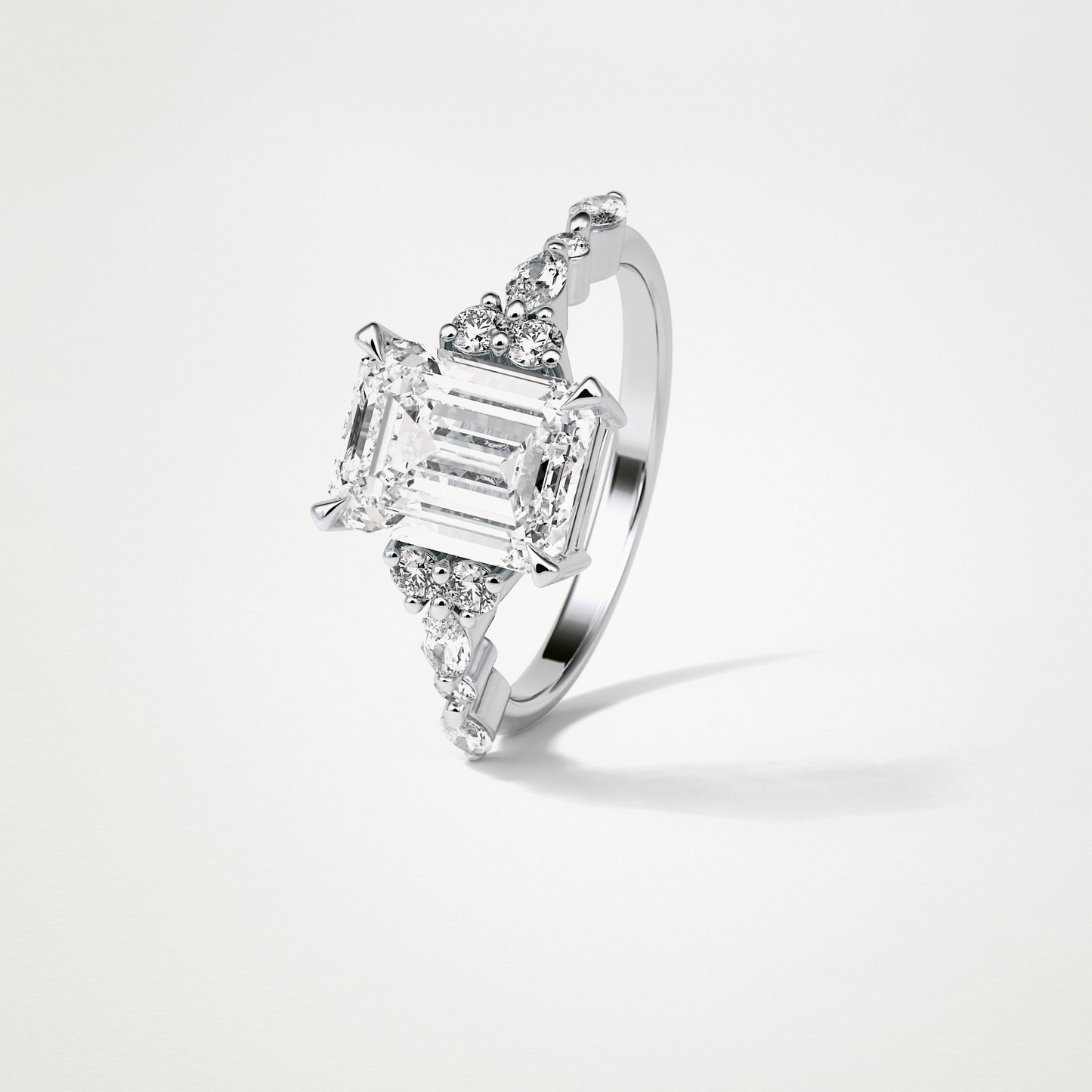 Emerald Cluster & Pave Moissanite Engagement Ring – 2.3 CT Lab-Created Brilliance in 10K/14K/18K Gold