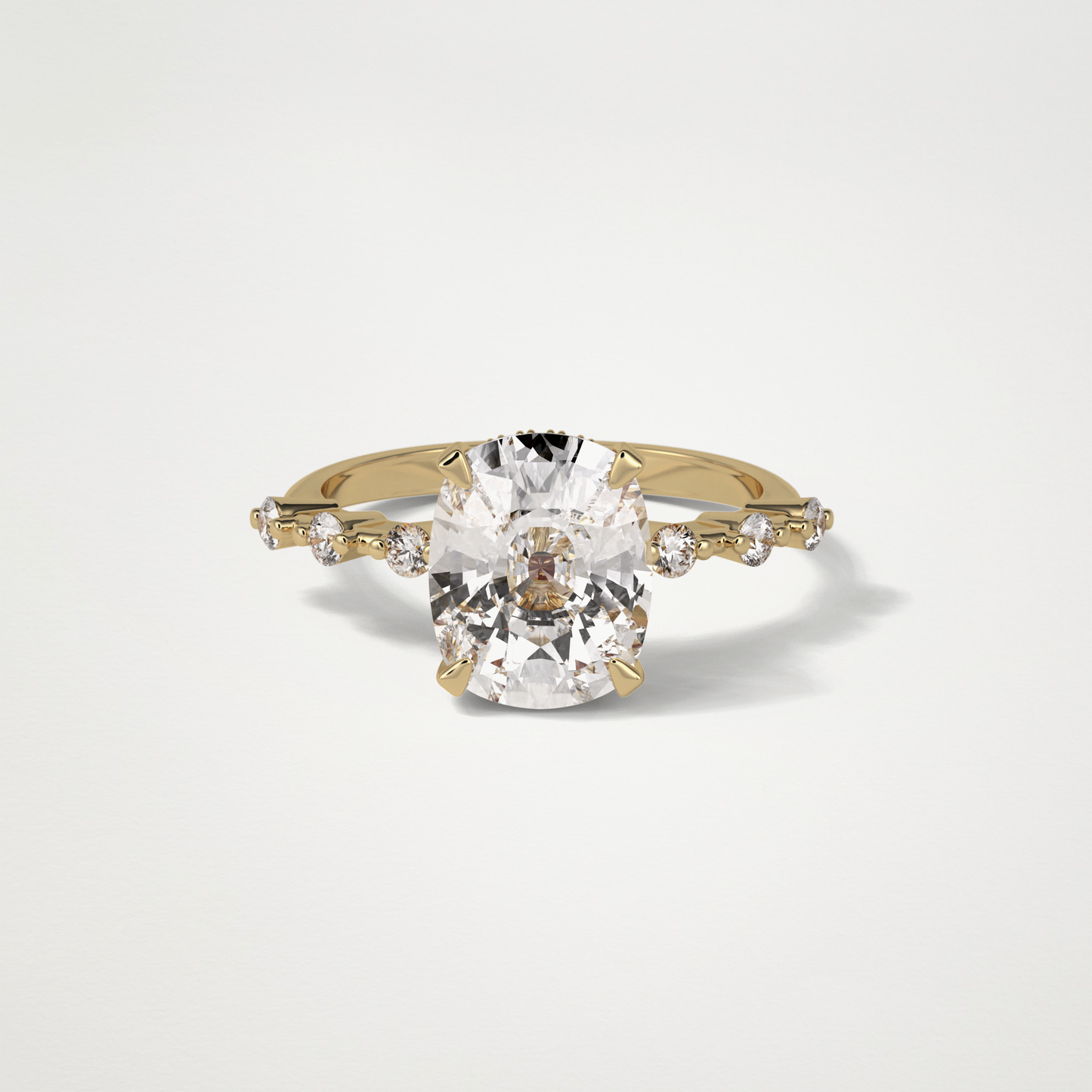 Cushion Dainty & Hidden Halo Moissanite Engagement Ring – 4 CT Lab-Created Brilliance in 10K/14K/18K Gold