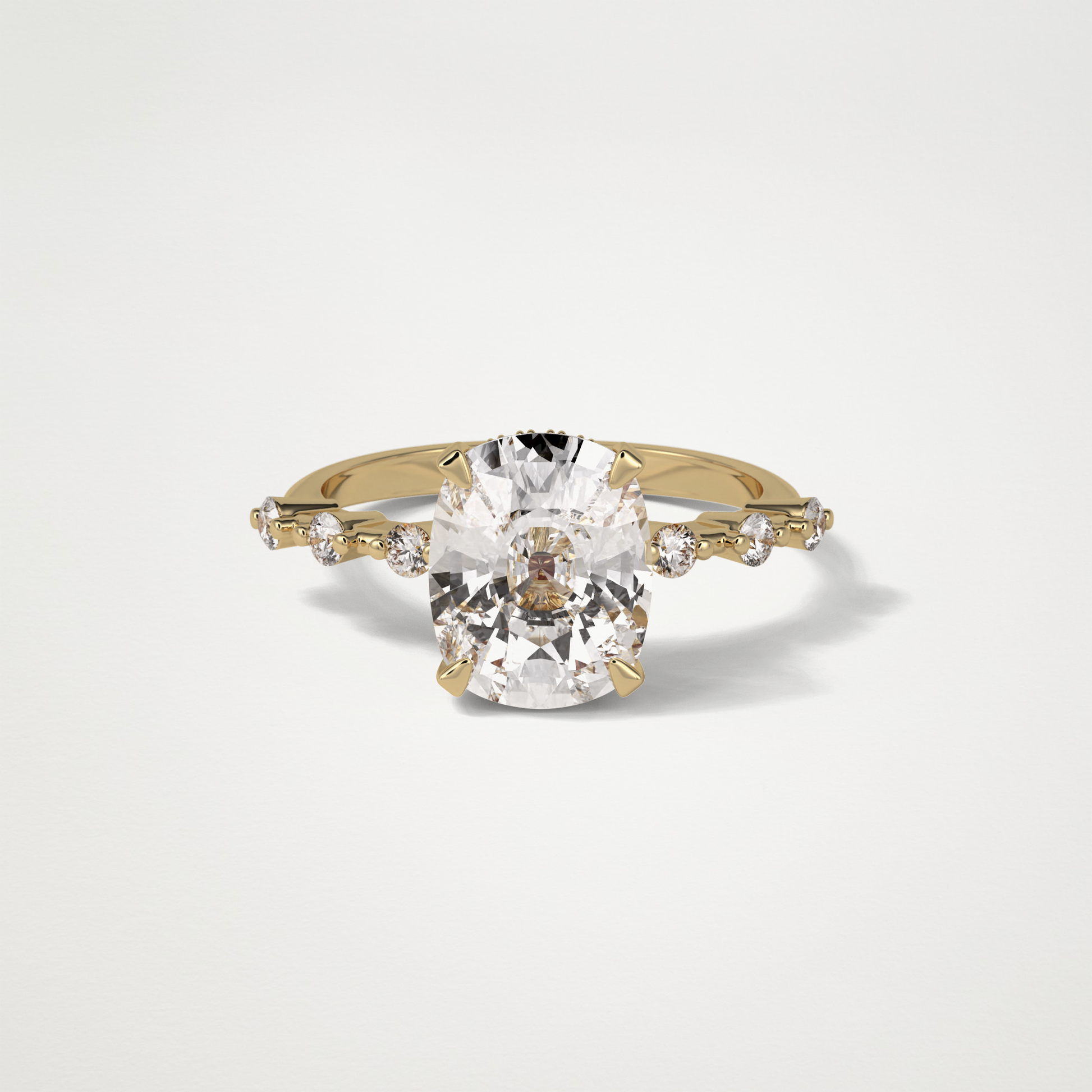 Cushion Dainty & Hidden Halo Moissanite Engagement Ring – 4 CT Lab-Created Brilliance in 10K/14K/18K Gold