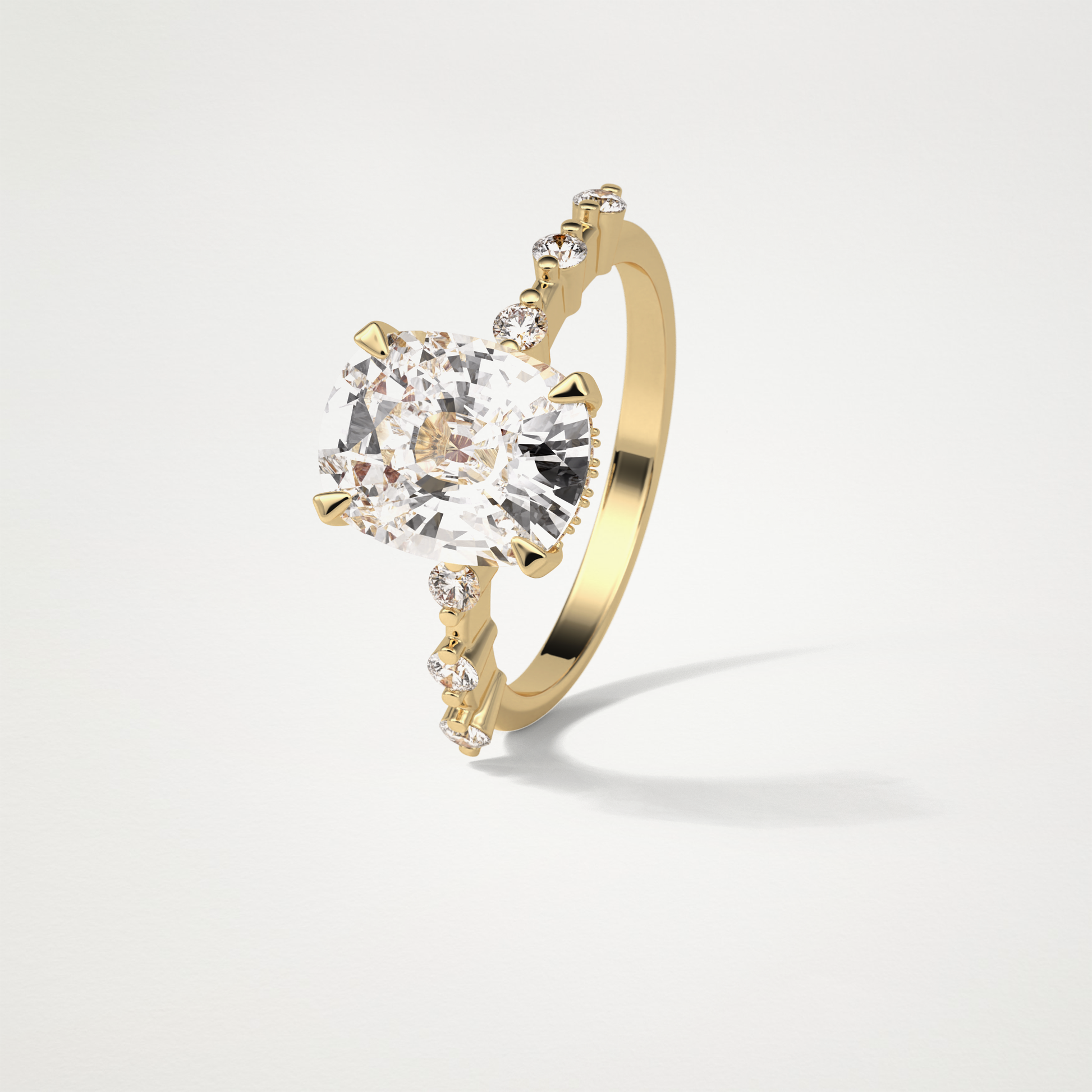 Cushion Dainty & Hidden Halo Moissanite Engagement Ring – 4 CT Lab-Created Brilliance in 10K/14K/18K Gold