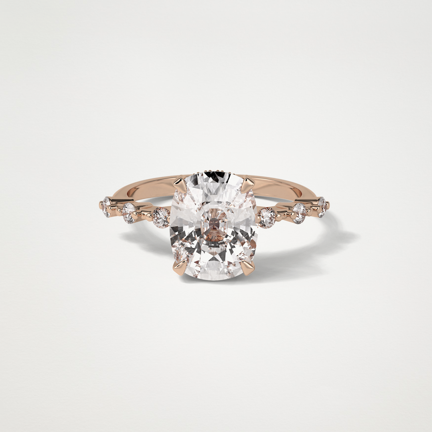 Cushion Dainty & Hidden Halo Moissanite Engagement Ring – 4 CT Lab-Created Brilliance in 10K/14K/18K Gold