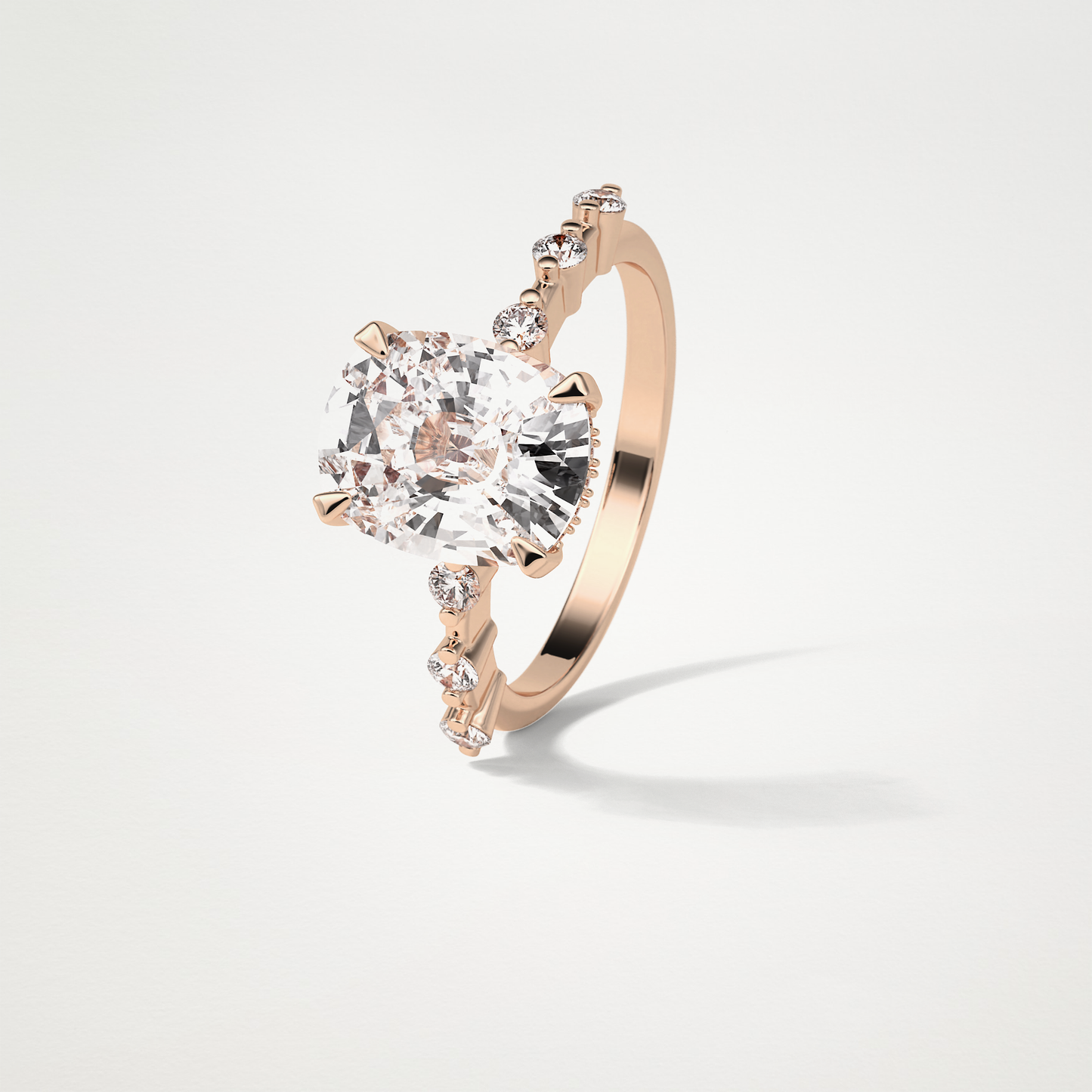 Cushion Dainty & Hidden Halo Moissanite Engagement Ring – 4 CT Lab-Created Brilliance in 10K/14K/18K Gold
