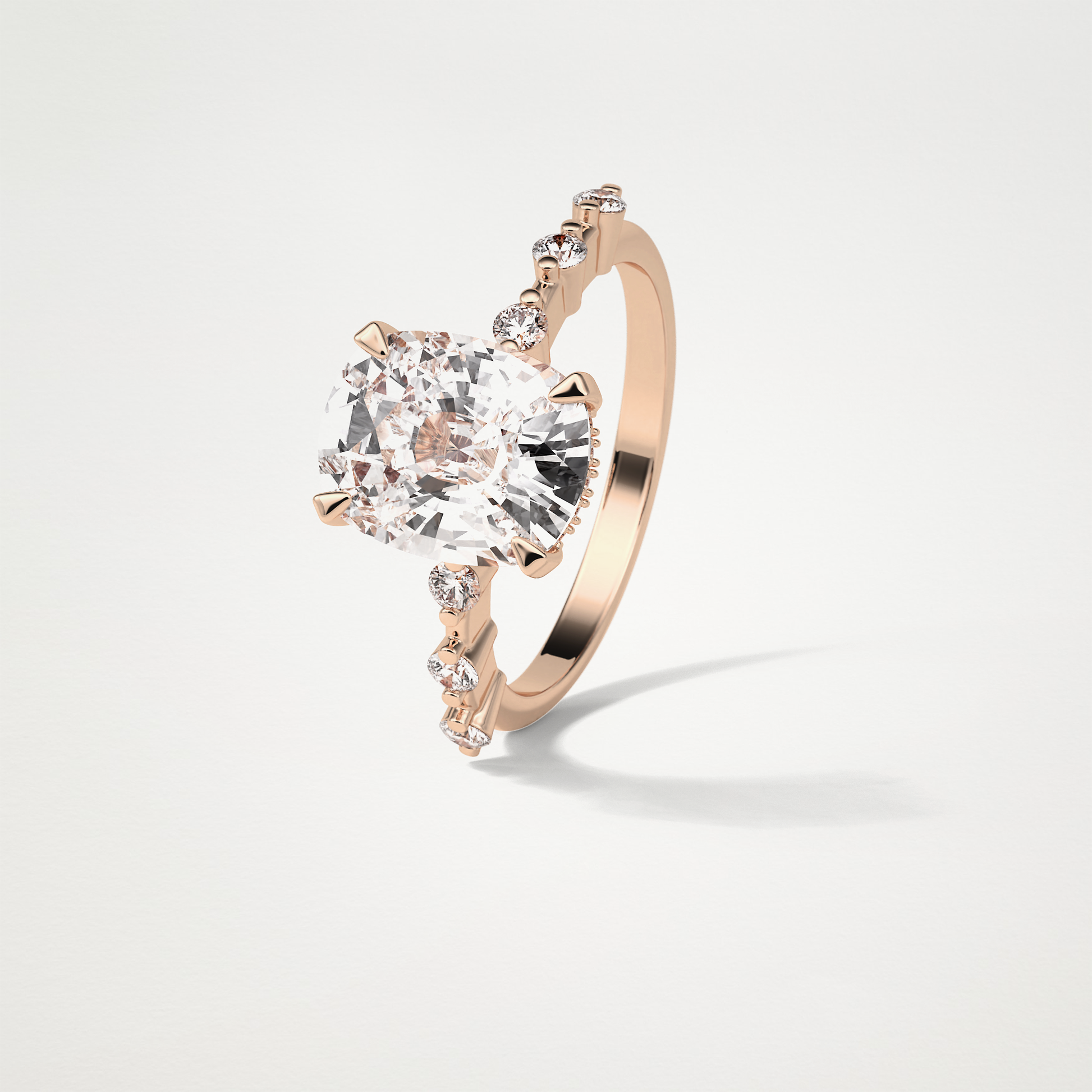 Cushion Dainty & Hidden Halo Moissanite Engagement Ring – 4 CT Lab-Created Brilliance in 10K/14K/18K Gold