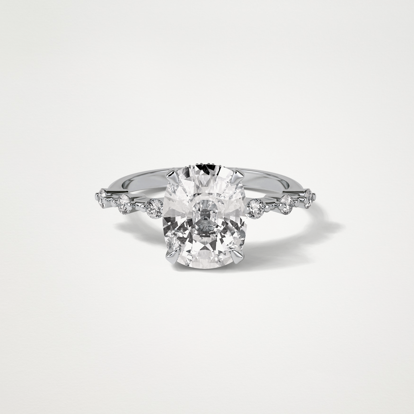 Cushion Dainty & Hidden Halo Moissanite Engagement Ring – 4 CT Lab-Created Brilliance in 10K/14K/18K Gold