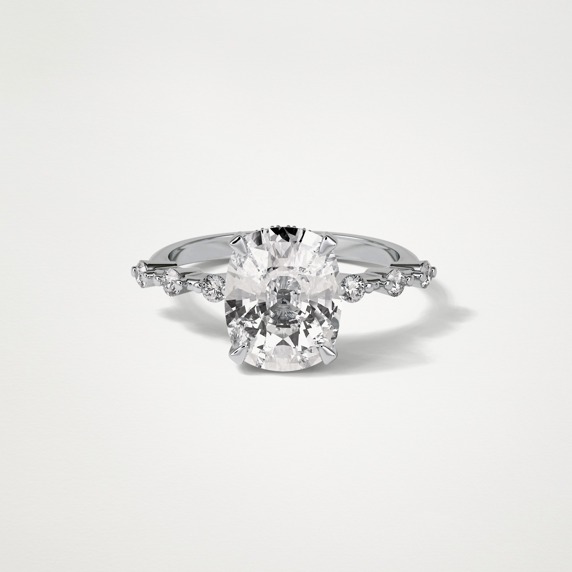 Cushion Dainty & Hidden Halo Moissanite Engagement Ring – 4 CT Lab-Created Brilliance in 10K/14K/18K Gold
