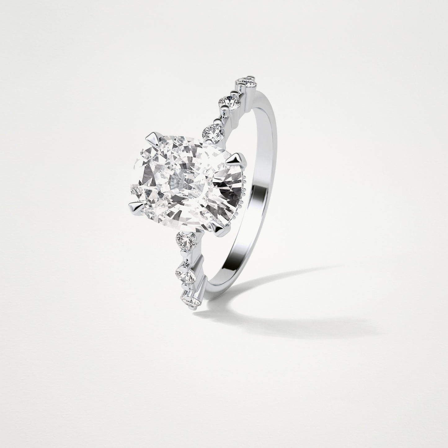 Cushion Dainty & Hidden Halo Moissanite Engagement Ring – 4 CT Lab-Created Brilliance in 10K/14K/18K Gold