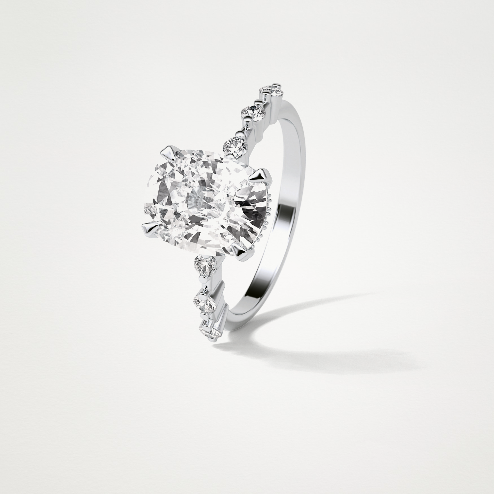 Cushion Dainty & Hidden Halo Moissanite Engagement Ring – 4 CT Lab-Created Brilliance in 10K/14K/18K Gold