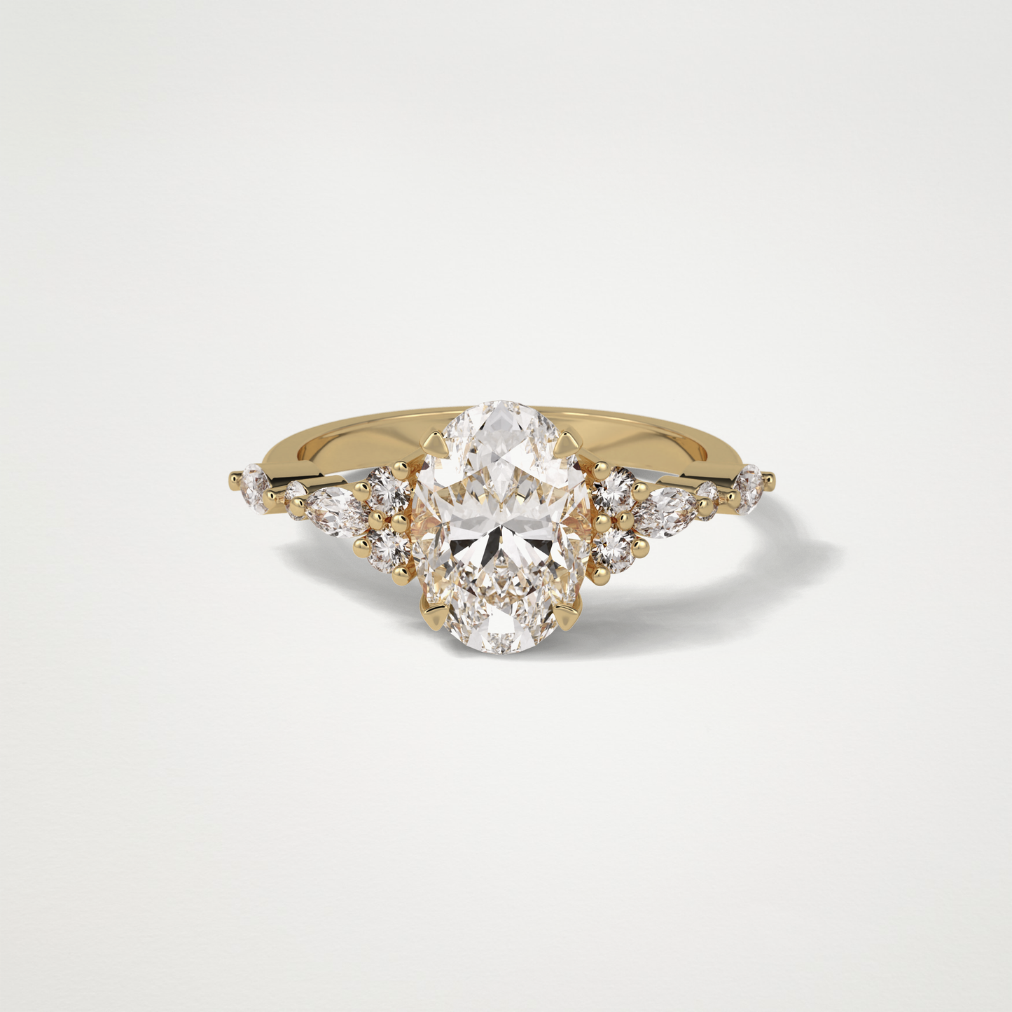 Oval Cluster & Pave Moissanite Engagement Ring – 2.1 CT Lab-Created Brilliance in 10K/14K/18K Gold