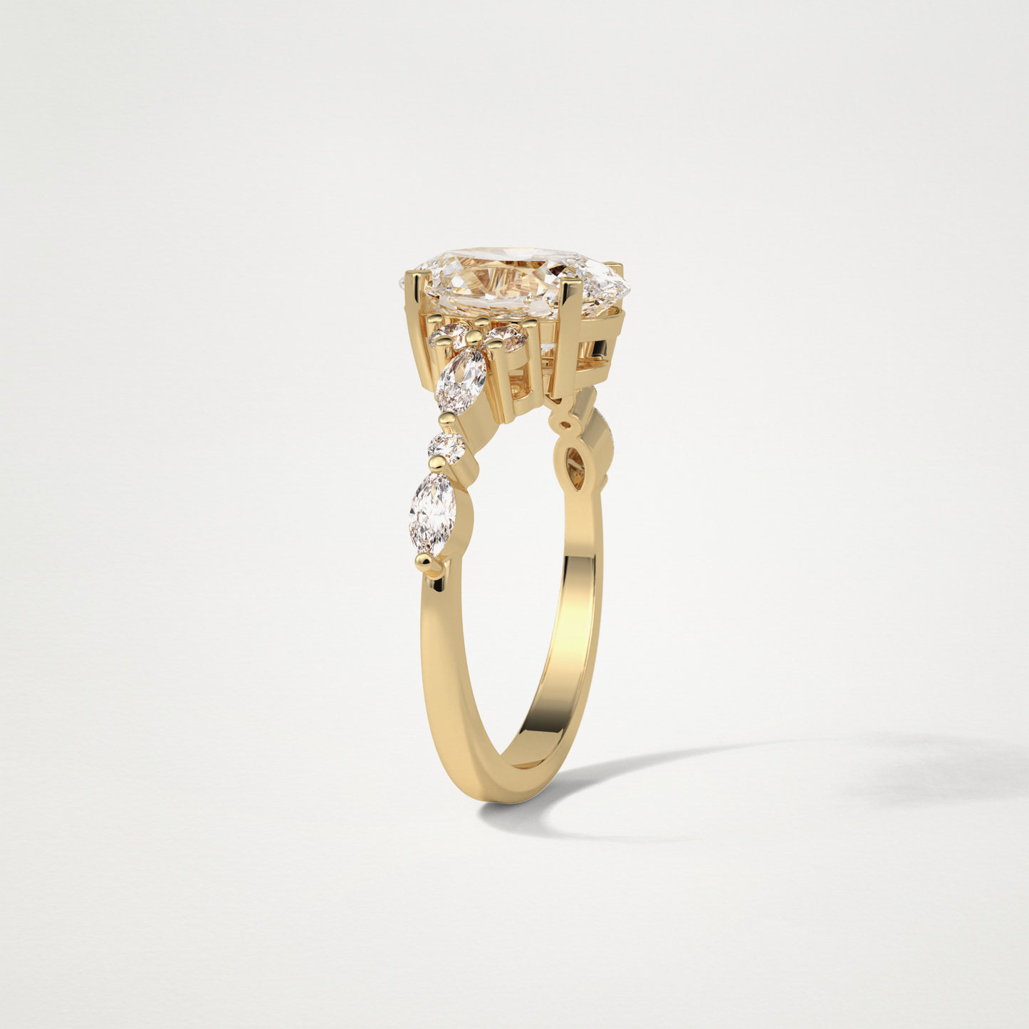 Oval Cluster & Pave Moissanite Engagement Ring – 2.1 CT Lab-Created Brilliance in 10K/14K/18K Gold