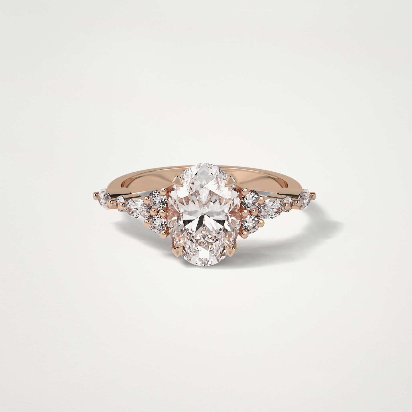 Oval Cluster & Pave Moissanite Engagement Ring – 2.1 CT Lab-Created Brilliance in 10K/14K/18K Gold