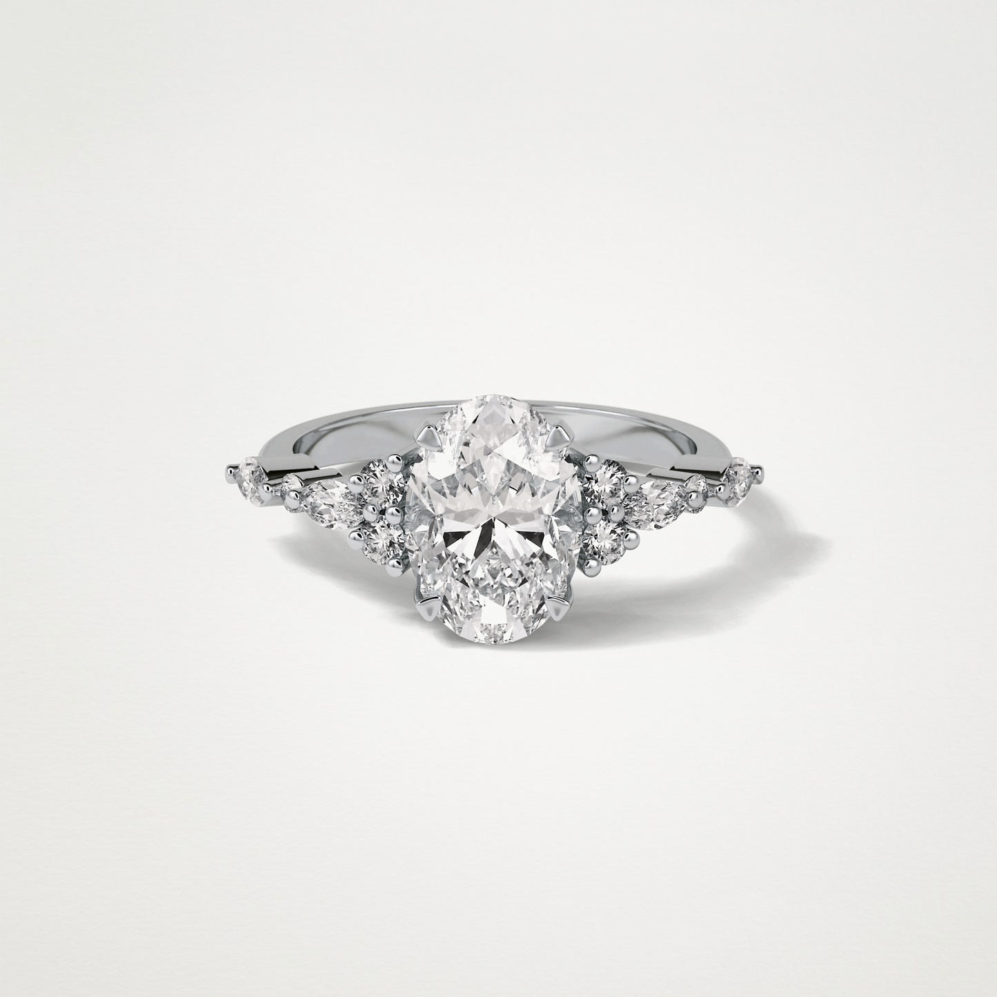 Oval Cluster & Pave Moissanite Engagement Ring – 2.1 CT Lab-Created Brilliance in 10K/14K/18K Gold