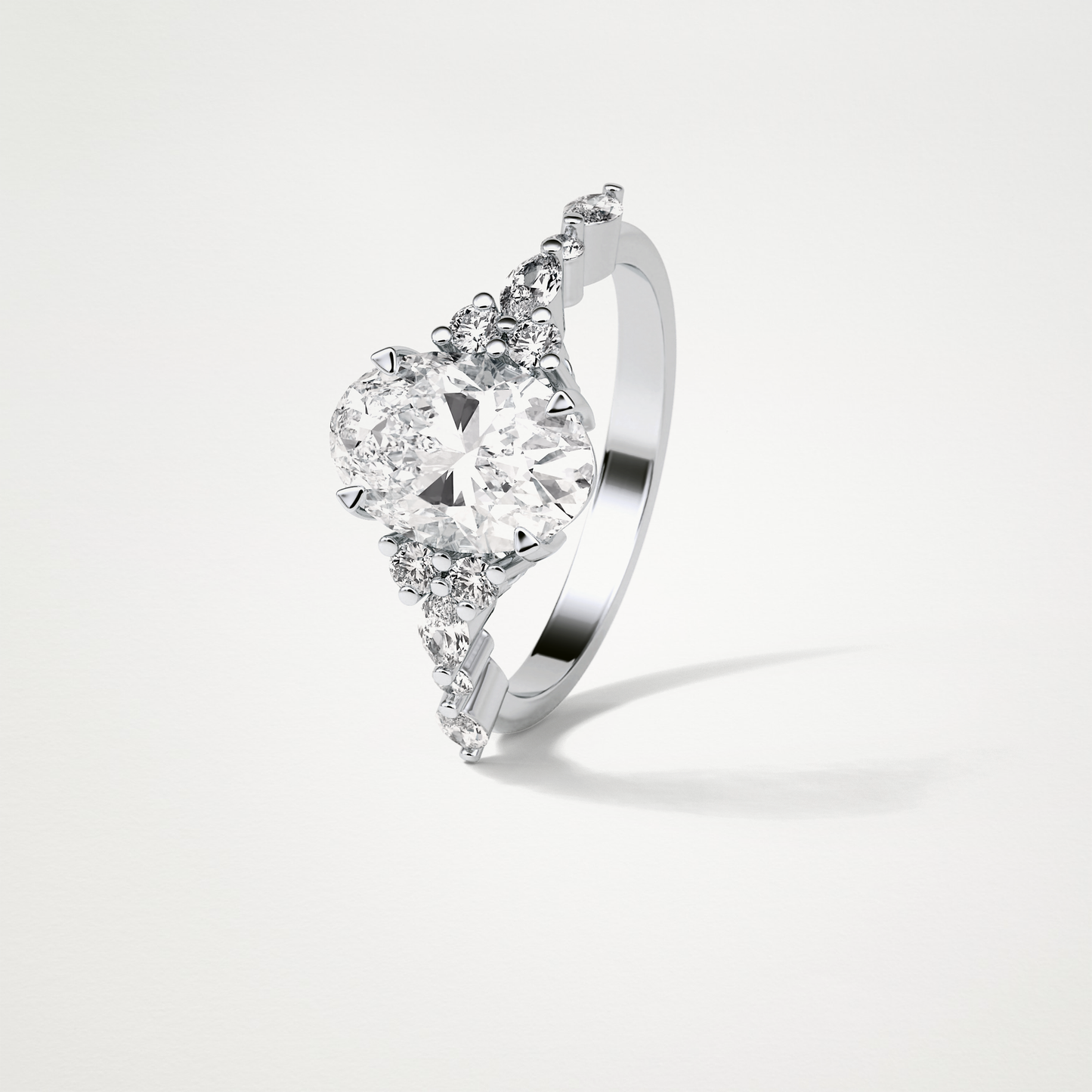 Oval Cluster & Pave Moissanite Engagement Ring – 2.1 CT Lab-Created Brilliance in 10K/14K/18K Gold