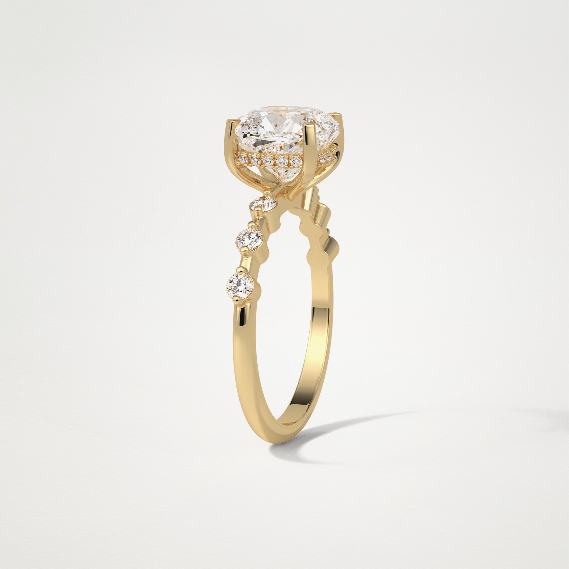 Cushion Dainty & Hidden Halo Moissanite Engagement Ring – 2.15 CT Lab-Created Brilliance in 10K/14K/18K Gold