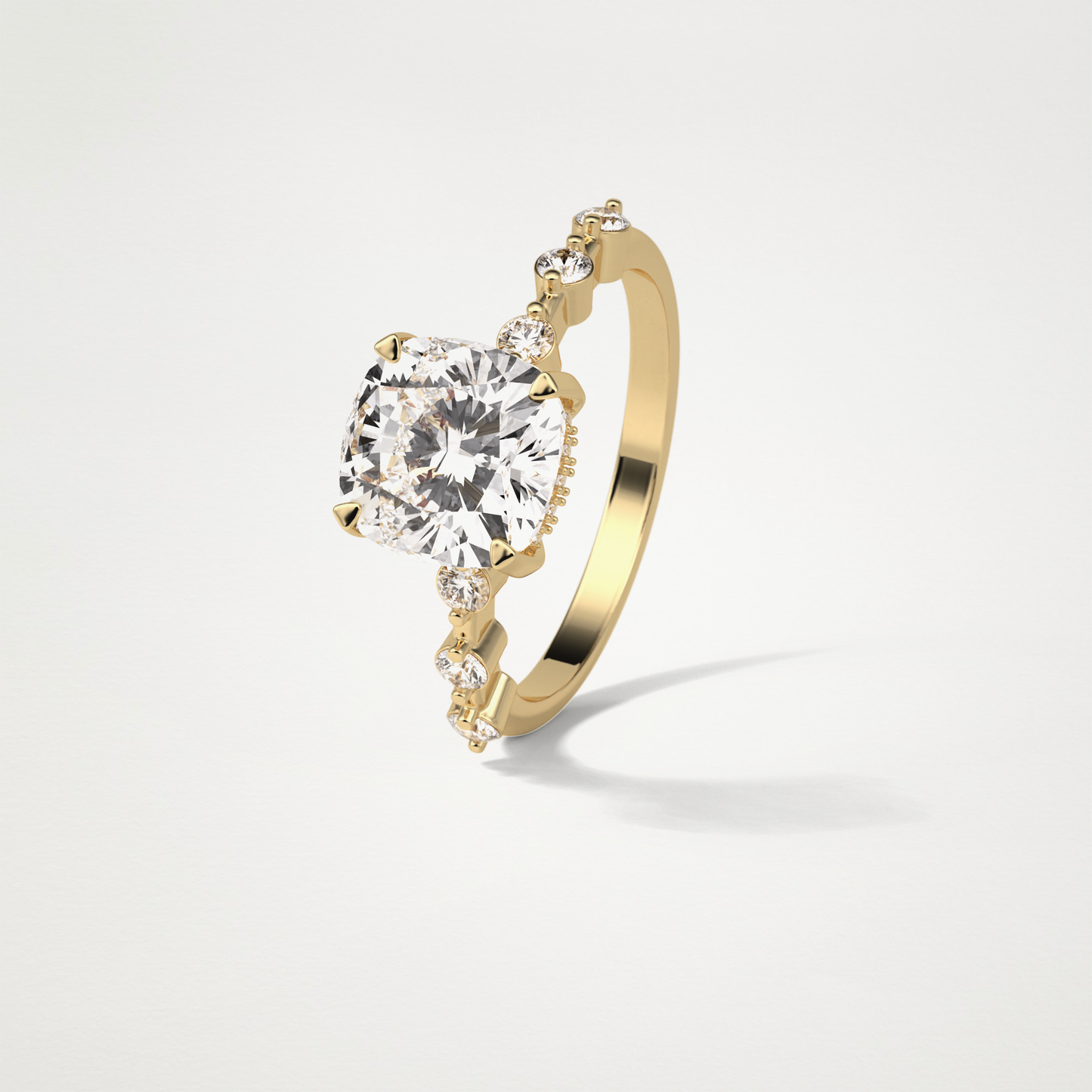 Cushion Dainty & Hidden Halo Moissanite Engagement Ring – 2.15 CT Lab-Created Brilliance in 10K/14K/18K Gold