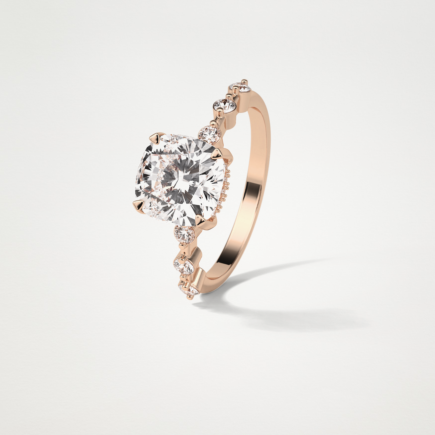 Cushion Dainty & Hidden Halo Moissanite Engagement Ring – 2.15 CT Lab-Created Brilliance in 10K/14K/18K Gold