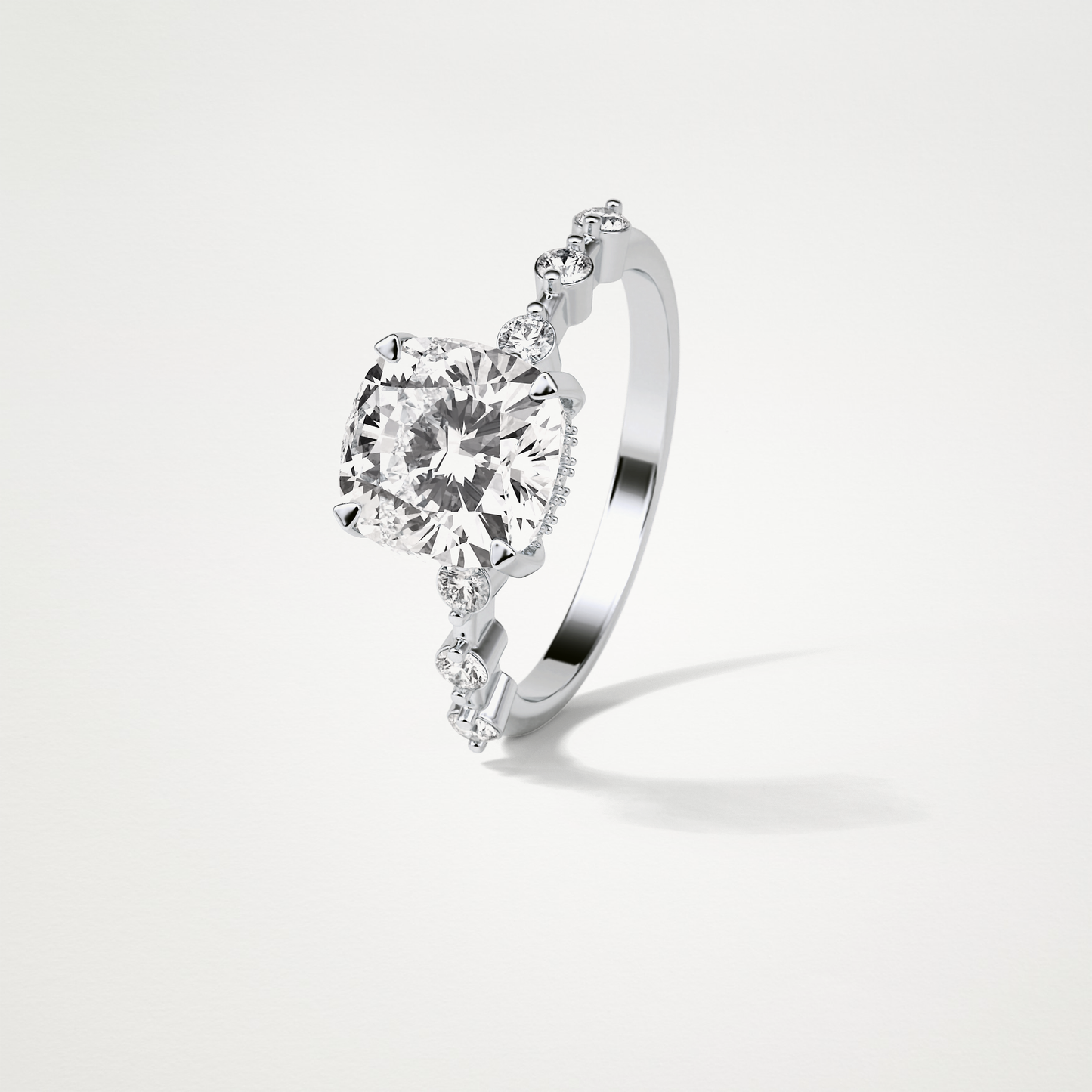 Cushion Dainty & Hidden Halo Moissanite Engagement Ring – 2.15 CT Lab-Created Brilliance in 10K/14K/18K Gold
