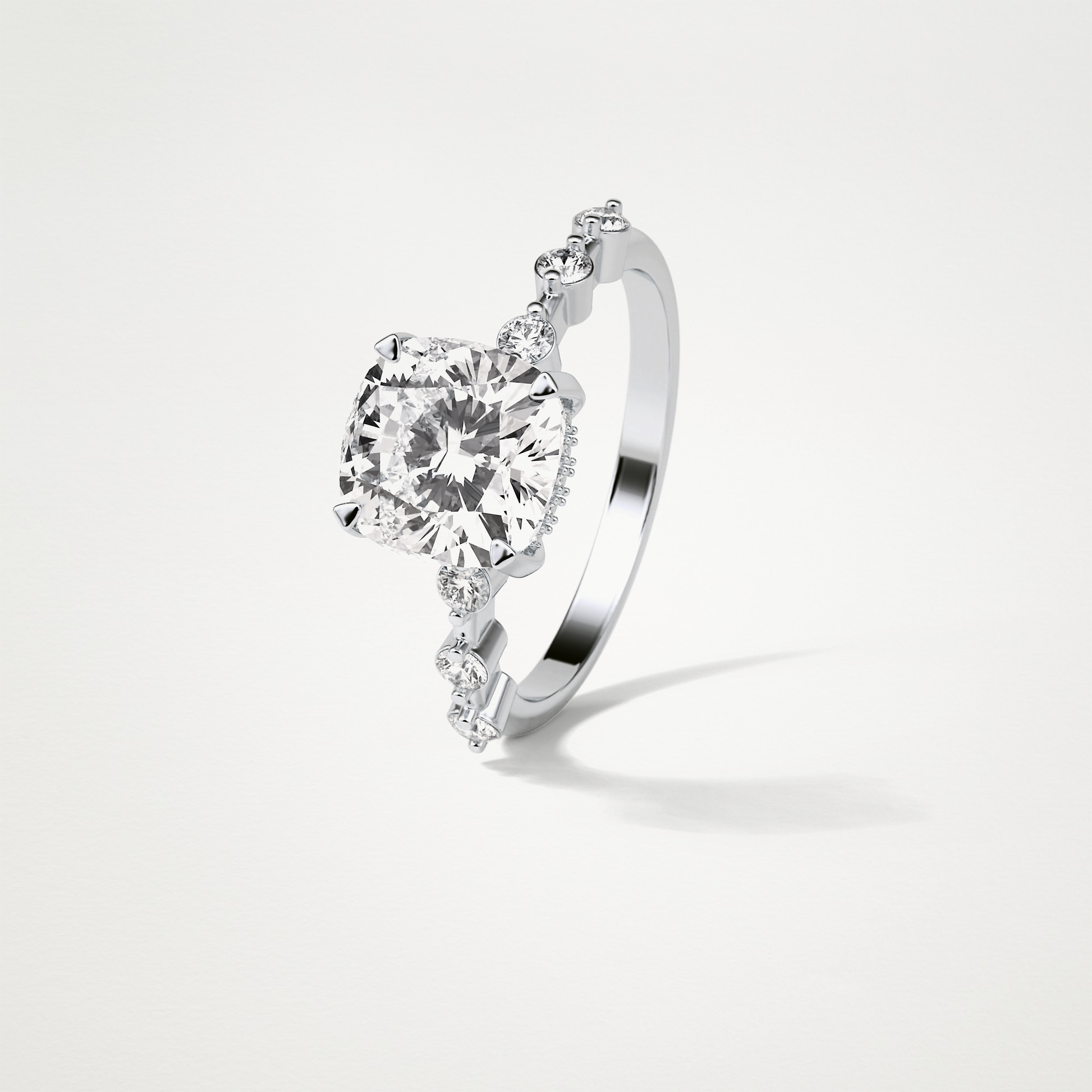 Cushion Dainty & Hidden Halo Moissanite Engagement Ring – 2.15 CT Lab-Created Brilliance in 10K/14K/18K Gold